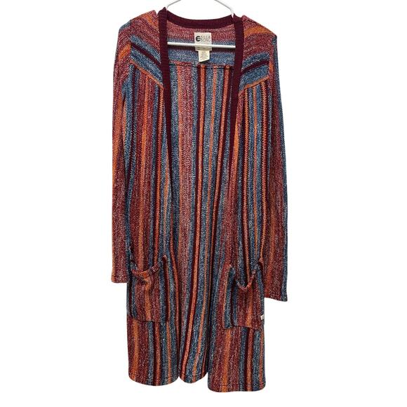 Billabong Women's Seventy Something Striped open-front cardigan multicolor L - Picture 1 of 6